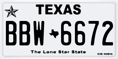 TX license plate BBW6672