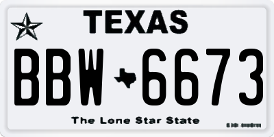 TX license plate BBW6673