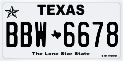 TX license plate BBW6678