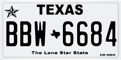 TX license plate BBW6684