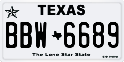 TX license plate BBW6689