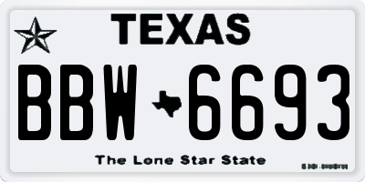 TX license plate BBW6693