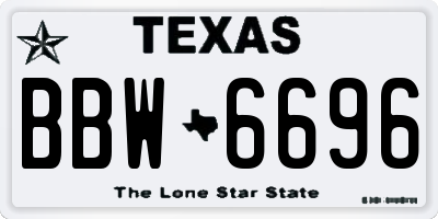 TX license plate BBW6696