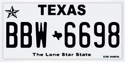 TX license plate BBW6698