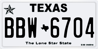 TX license plate BBW6704