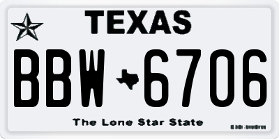 TX license plate BBW6706