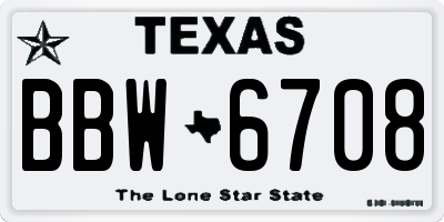TX license plate BBW6708