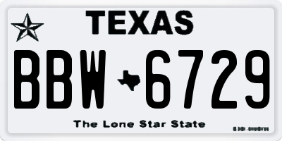 TX license plate BBW6729
