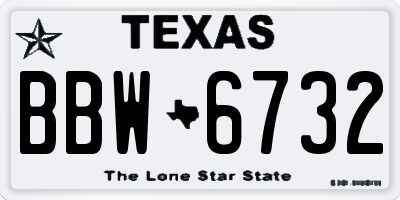 TX license plate BBW6732
