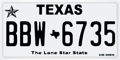TX license plate BBW6735