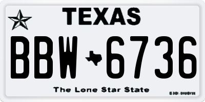 TX license plate BBW6736