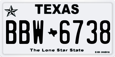 TX license plate BBW6738