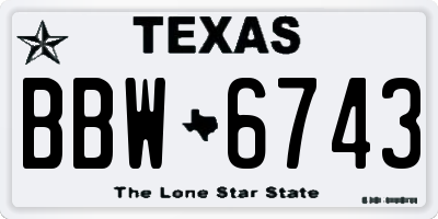 TX license plate BBW6743