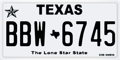 TX license plate BBW6745