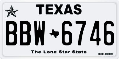 TX license plate BBW6746
