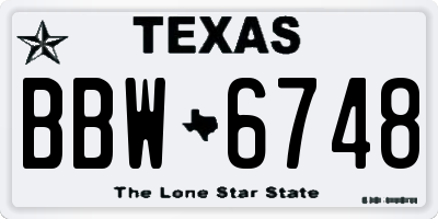 TX license plate BBW6748