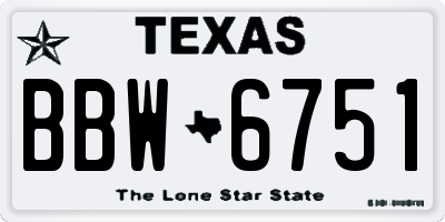 TX license plate BBW6751