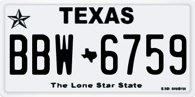 TX license plate BBW6759