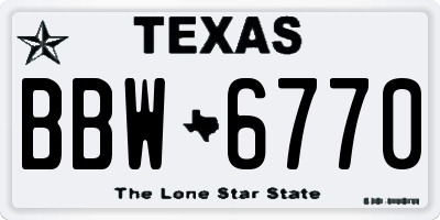 TX license plate BBW6770
