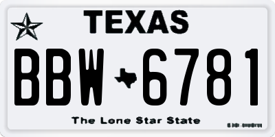 TX license plate BBW6781
