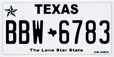 TX license plate BBW6783