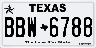 TX license plate BBW6788