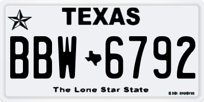 TX license plate BBW6792