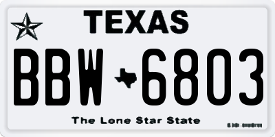 TX license plate BBW6803