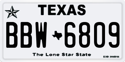 TX license plate BBW6809