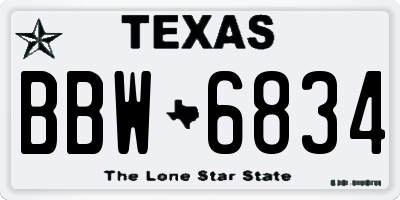 TX license plate BBW6834