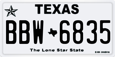 TX license plate BBW6835