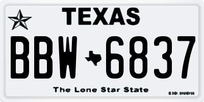 TX license plate BBW6837