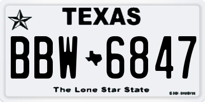 TX license plate BBW6847