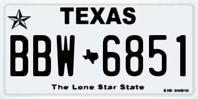 TX license plate BBW6851