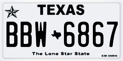 TX license plate BBW6867