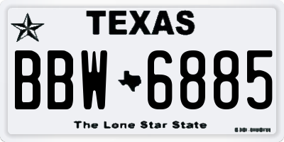 TX license plate BBW6885
