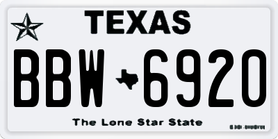 TX license plate BBW6920