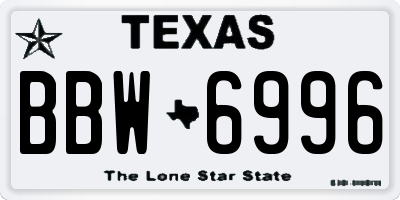 TX license plate BBW6996