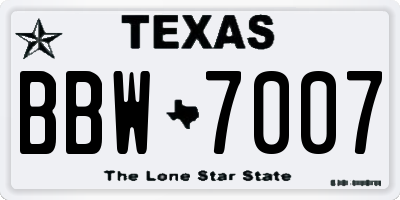 TX license plate BBW7007