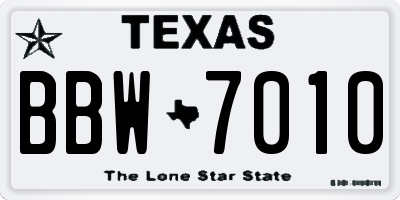TX license plate BBW7010