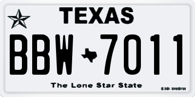 TX license plate BBW7011