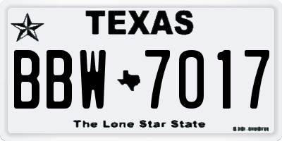 TX license plate BBW7017