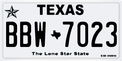 TX license plate BBW7023