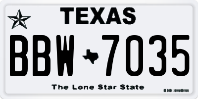 TX license plate BBW7035