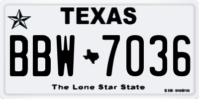 TX license plate BBW7036
