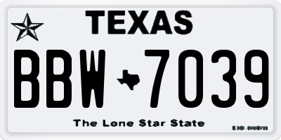 TX license plate BBW7039