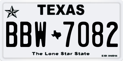 TX license plate BBW7082