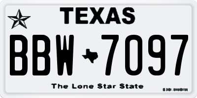 TX license plate BBW7097