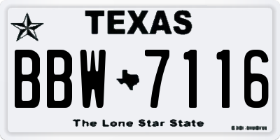 TX license plate BBW7116
