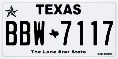 TX license plate BBW7117